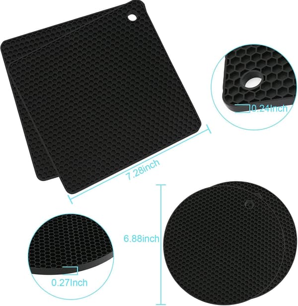 4 stk. Silikon Trivet-måtter, Varmepuder til Køkken, Silikon Trivet