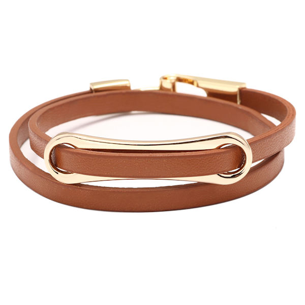 Läderarmband för kvinnor, handsytt brunt läderrep DXGHC