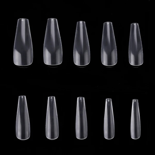 500st nageltippar ballerina Clear lösnaglar akryl tippar