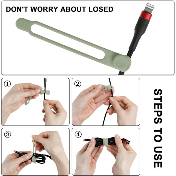 16 stk Silikon Kabelstropper Wire Organizer for Earphone, Phone Ch