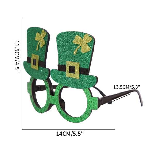 6stk festivaldekorasjoner briller hatter grønn kløver brilleinnfatning