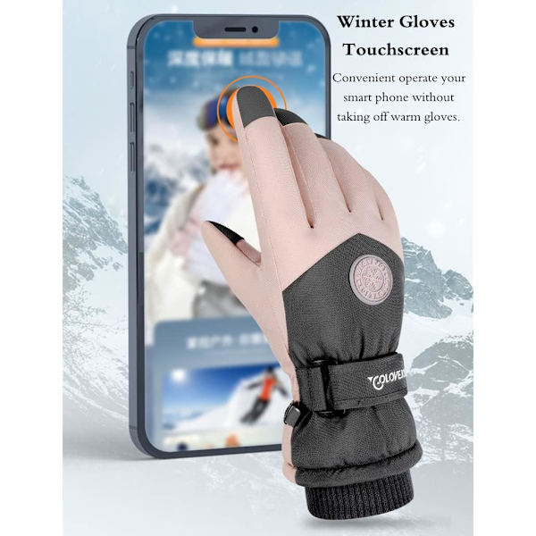 Vinter Ski Sne Handsker til Mænd, Kvinder, Unge | Touchscreen & Vand