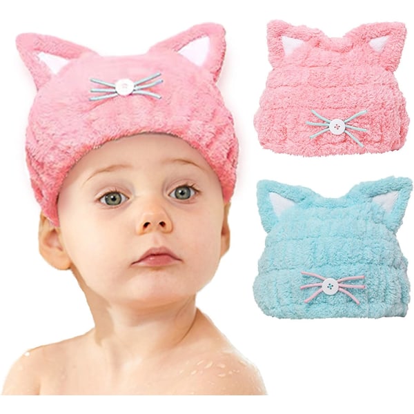 2Pcs Microfiber Quick Drying Towel Wrap for Kids Girls, Kids Hair