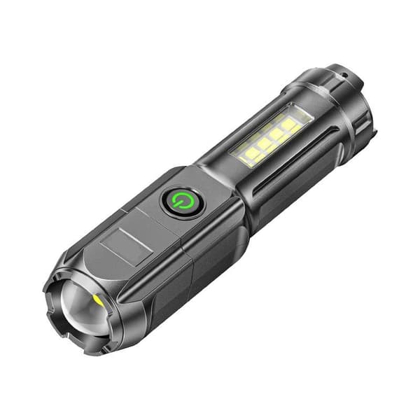 LED-taskulamppu, vahva valo, USB-ladattava, zoomaus ja vetäytyvä