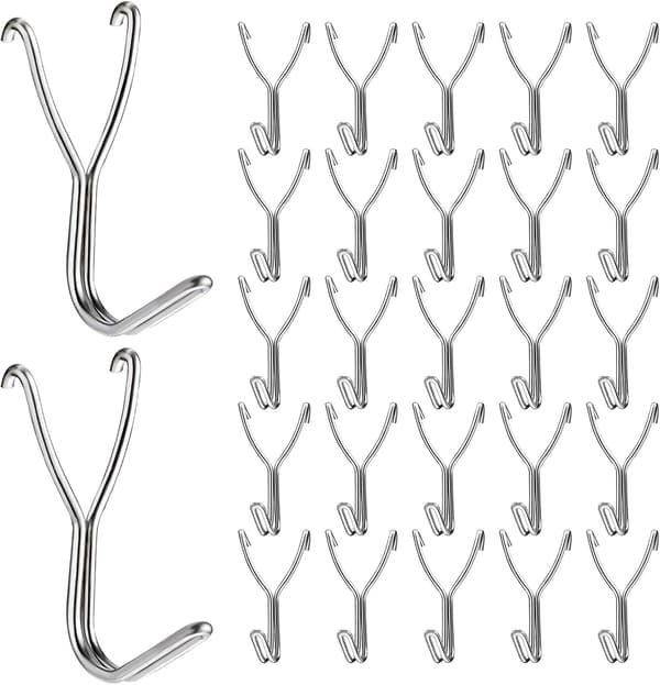 50 st. Rostfria Pegboardkrokar 25mm för Kök Förvaring