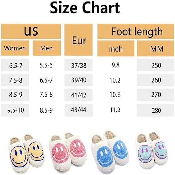 Retro Smilende Ansikt Myke Plysj Komfortable Varme Slip-on Topplapper For Par