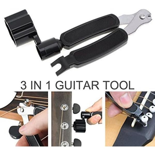 3-i-1 Multifunktionsverktyg för Gitarr, Stränglindare, Strängklippare