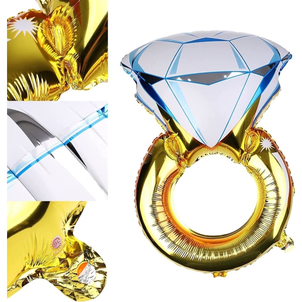 2 stk. Gull Forlovelsesring Ballong - Kjempe Ring Ballong Oppblåsbar