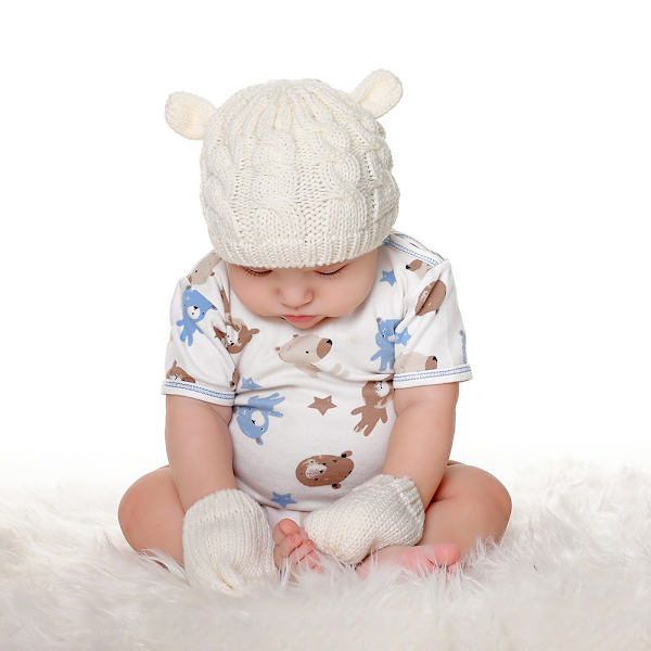 Babyhatt och Vantar Baby Flicka Pojke Beanie Hatt Set Stickad Vinter DXGHC