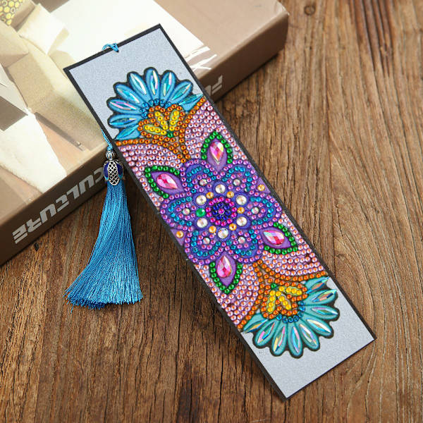 DIY mandala blomsterform diamantmaleri læder bogmærke tas