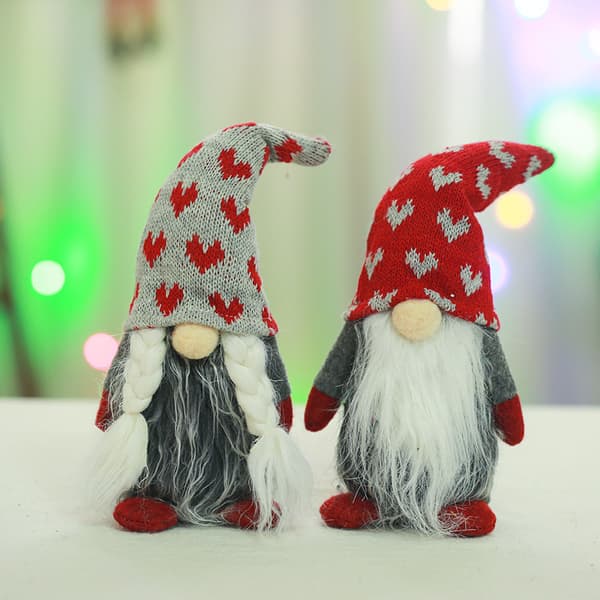 2 stk. Julepynt Strikket Dværg Ornament Stående Julemand C