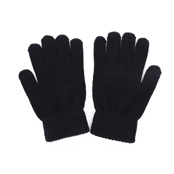 Black Adult Size Touch Screen Thickened Plus Fleece Warm Glove