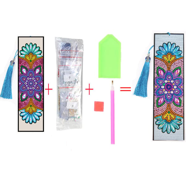 DIY Mandala Blomform Diamantmålning Läder Bokmärke