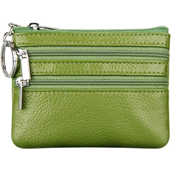 Women's Genuine Leather Coin Purse with Key Ring, Green, One Size