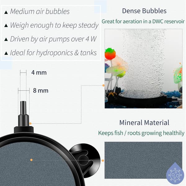 10CM Luftstensskiva Bubbeldiffusor med Sugkoppar för Pump Aq