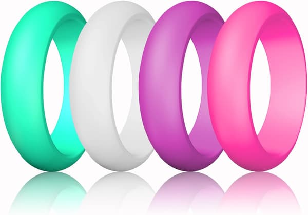 Silikonbryllupsringer for kvinner, tynne og stablebare, slitesterke