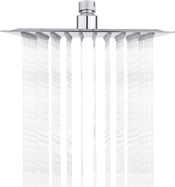 Brustet Stål Bruseshower - Vandbesparende Bruser, 20CM Kvadratisk
