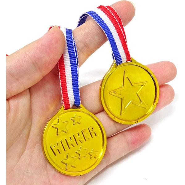24 stk Gull Plast Vinnermedaljer for Fester, Spill, Sp DXGHC