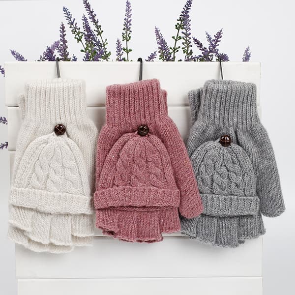 3 par Dame Fingerløse Vanter - Vintervarme Vanter