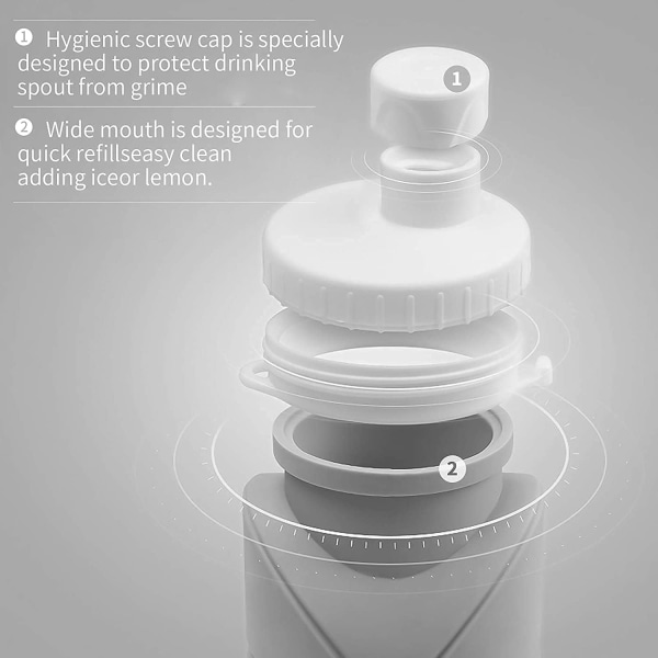 Hopfällbara vattenflaskor Läcksäker ventil Återanvändbar BPA-fri sili