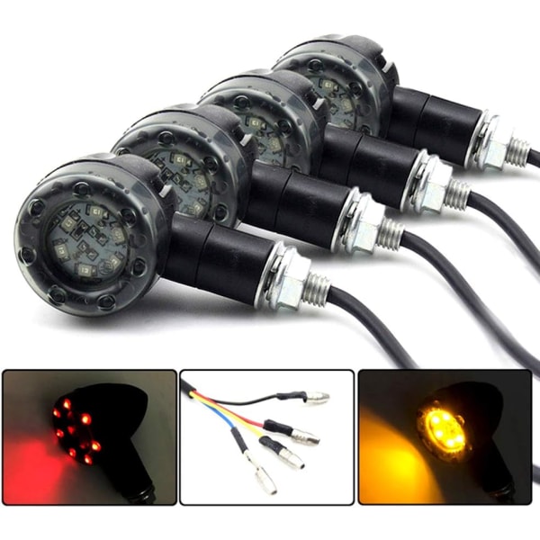 4 stk Motorsykkelblinklys 13LED Blinklys 12V Vanntette