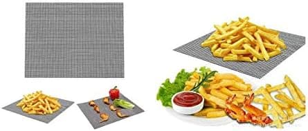 (Sort, Brun, 40 * 30cm) 2-delt BBQ Grill, Mesh BBQ-måtte, Non-Sti