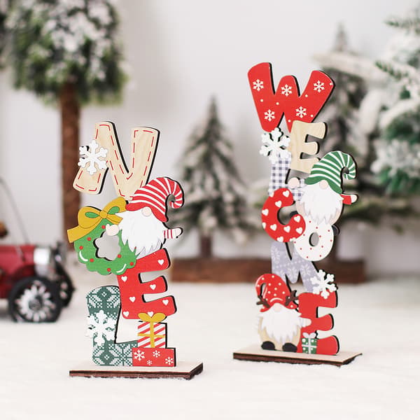 3 stykker julepynt Tegneseriefargede bokstaver DIY tre