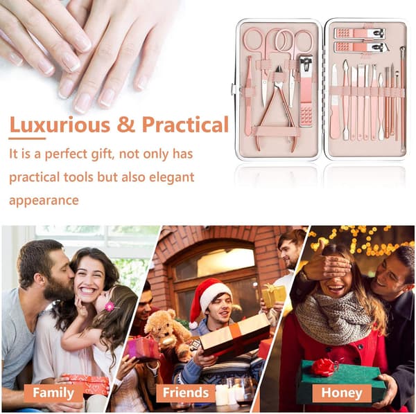 Manicure Pedicure Sæt, 18 stk. Professionelle Negleklippere Sæt, Stai