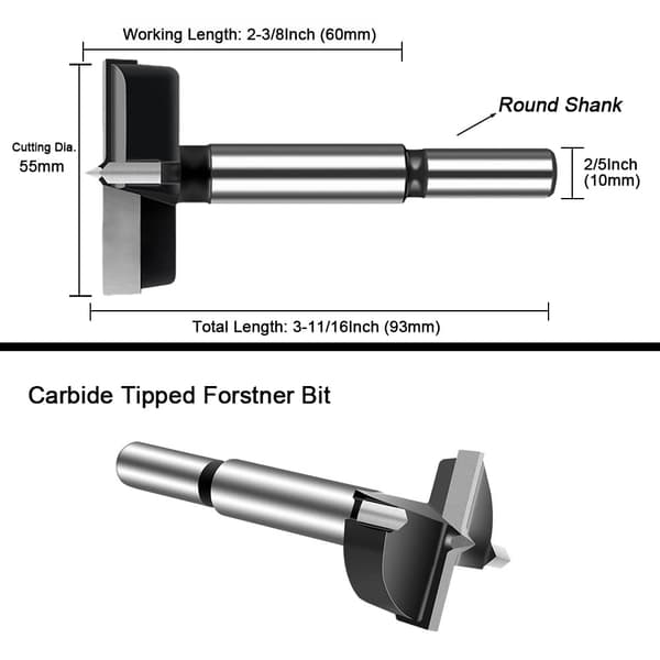 55mm Tungstentilbor for tre og hardved