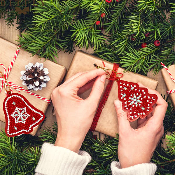 5D Diamantmålning Nyckelring Jul Full Borr Diamant Jul