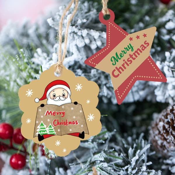 300 st julgranspresenttaggar Jul Brun Kraftpapperslappar Present