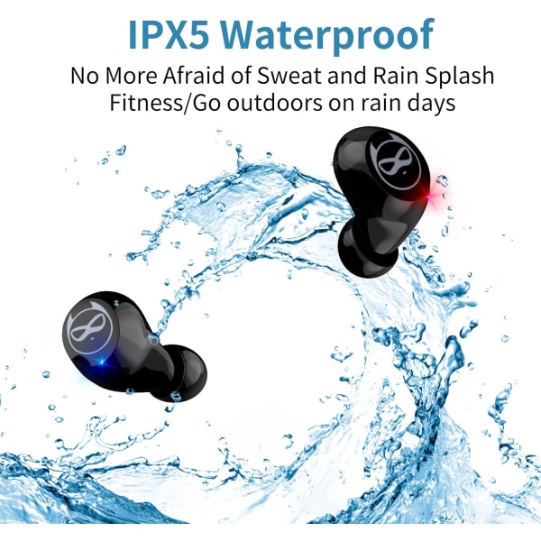 Bluetooth hörlurar, trådlösa Bluetooth 5.0 Sport hörlurar Waterp