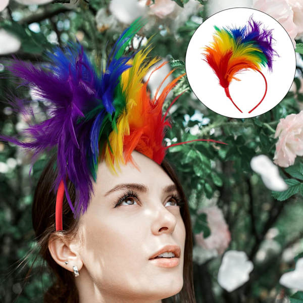 Regnbuefarvet Fjer Fascinator Pandebånd: Prom Dronning Pandebånd