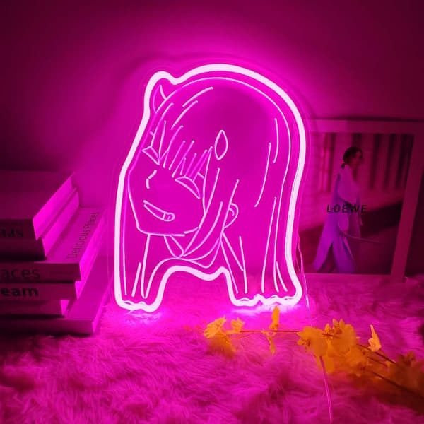 Anime Zero Two Visuell USB Neonljusskylt Väggbelysning Neon Si