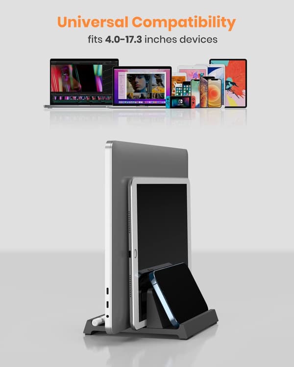 3-i-1 Vertikal Laptop Stativ - Justerbar ABS Laptop Stativ, Plads