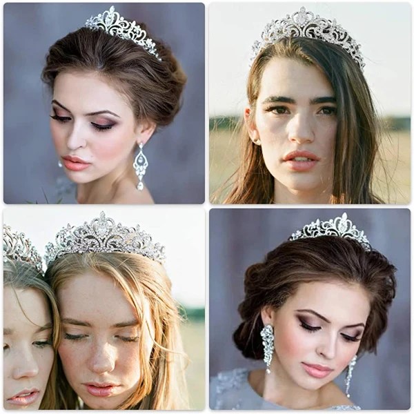 Makone tiara krystalkrone med rhinstenskam til brudekrone, bryllup, bal, skønhedskonkurrence, prinsessefester, bryllupstiara, ti