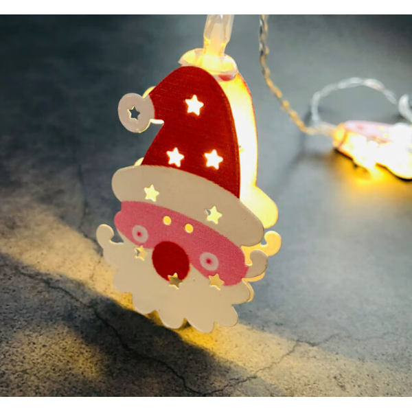 LED-lys med julemannhode - 3m, 20 lys - USB-modell