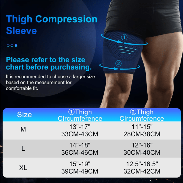 Thigh Compression Sleeve, Non-Slip and Breathable Quad and Leg Su