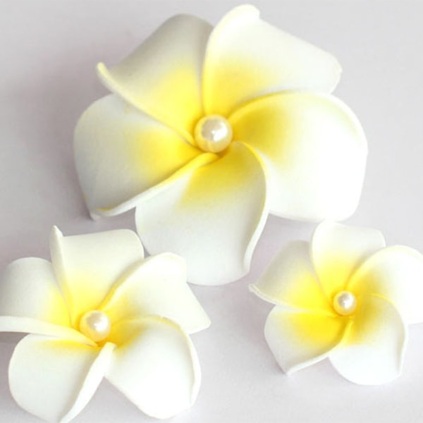 Bohemisk Blomsterhårspänne Skum Frangipani Huvudbonad Pärlhårspänne