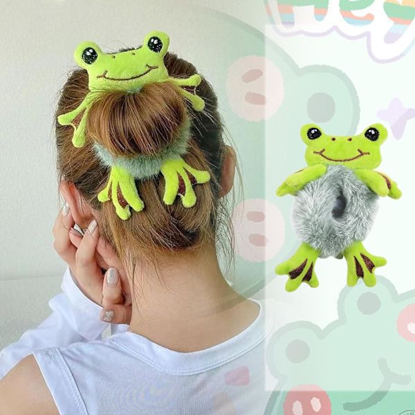 Plush Hårband Söt Grön Groda Hårband Plush Hårrep Groda DXGHC