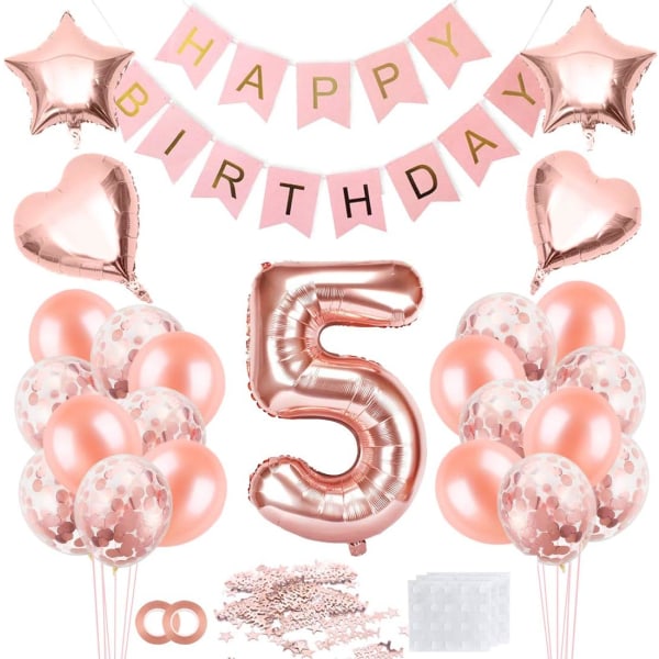 5th Birthday Girl Ballon, Rose Gold Balloon 5, Rose Gold 5th Bir