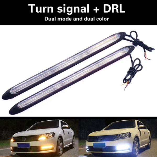 2x DRL LED-lysstripe for frontlys, sekvensiell blinklys