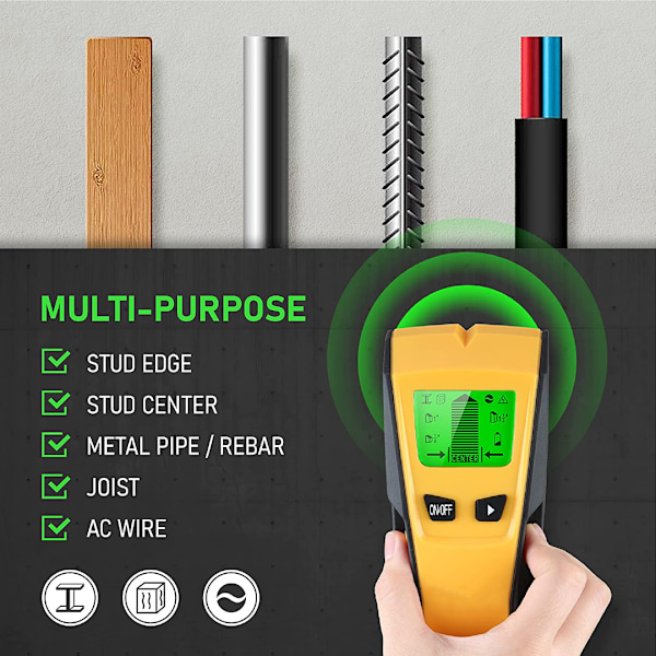 5 i 1 Stud Finder Vægscanner, Træ Metal Studs og Live AC Ledninger