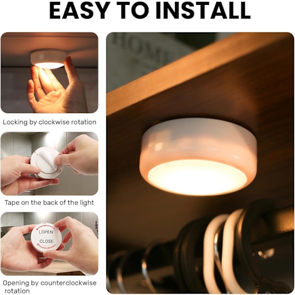 LED-puckljus med fjärrkontroll, trådlösa LED-tryckljus batteridrivna, RGB-färgväxlande dimbar timerfunktion Unde