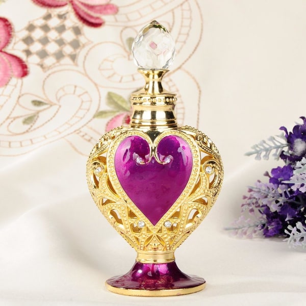 Yufeng hjärtformad emalj tom påfyllningsbar parfymflaska (lila
