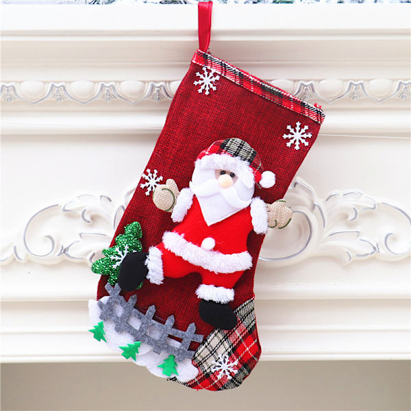 4 st julstrumpor presentpåse tomte snögubbe 3d plysch strumpa han