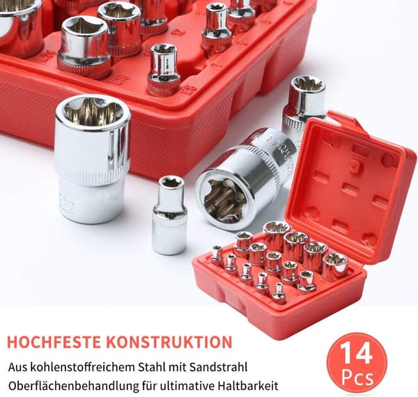 Stjärnsocklar, 14 Stjärnformade Torx-socklar i stål