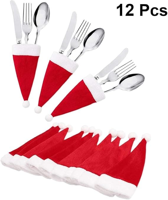 12 stk. Nye Julehatte Knive og Gaffler, Julebestik, Jul