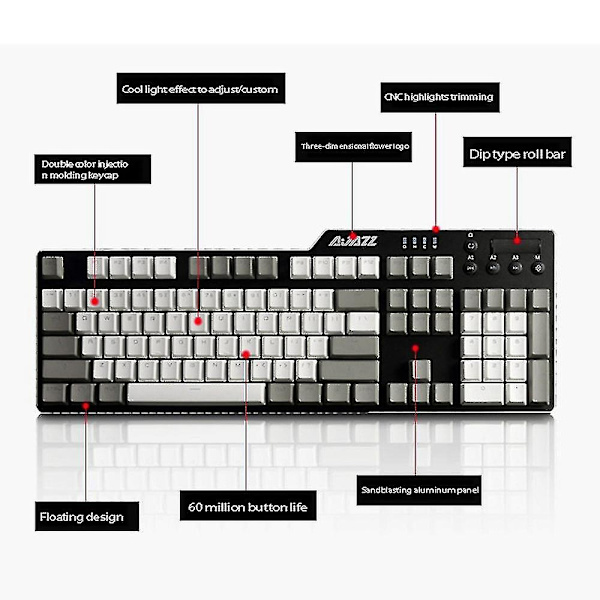 Ak35i Pbt Gaming Tangentbord Mekaniskt trådanslutet tangentbord 104 nycklar DXGHC