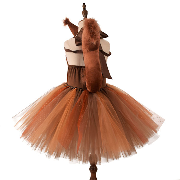 Tyttöjen viidakkoteemainen mekko Eläin orava Romper Tutu-mekko Joulujuhla-asu Safari Lyhyt mekko 3 kpl sarjat（s）